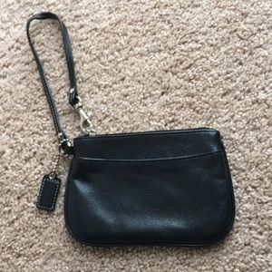 Coach black leather wristlet